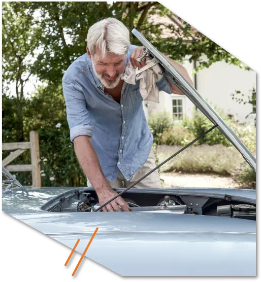 man fixing car contact